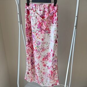 Generation Love Floral Maxi Skirt in Pink and White